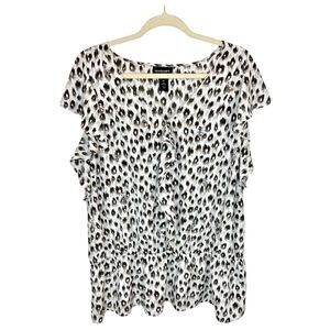 Lane Bryant Leopard Print Top Blouse Sequin Flutter Sleeve Ruffle Peplum Size 20